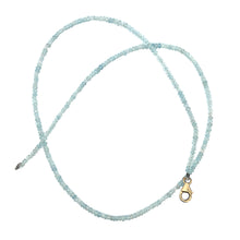 Natural Aquamarine Rondelle Facet Bead Gemstone Necklace Jewelry