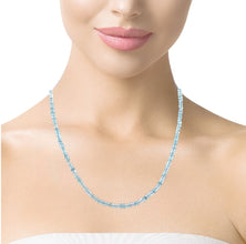 Natural Handmade Necklace Aquamarine Gemstone Pastel Blue Single Strand Beaded Jewelry