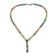 Black Tourmaline Natural, Tsavorite, Peridot, and Spessartite Garnet Necklace