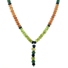 Black Tourmaline Natural, Tsavorite, Peridot, and Spessartite Garnet Necklace