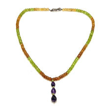 Citrine Natural, Spessartite, Peridot, and Amethyst Necklace