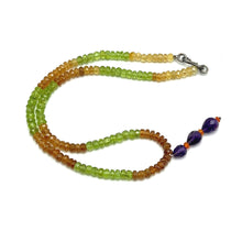 Spessartite Natural, Amethyst, Peridot, and Citrine Gemstone Necklace