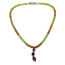 Spessartite Natural, Amethyst, Peridot, and Citrine Gemstone Necklace