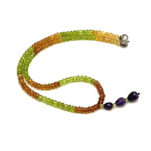 Citrine Natural, Spessartite, Peridot, and Amethyst Necklace