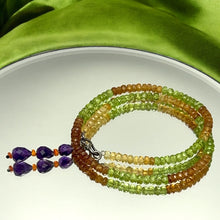 Spessartite Natural, Amethyst, Peridot, and Citrine Gemstone Necklace