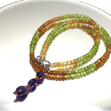 Peridot Natural, Spessartite, Amethyst, and Citrine Necklace