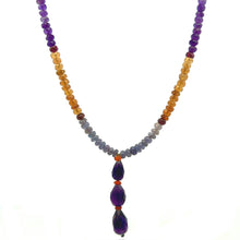 Tanzanite Natural, Amethyst, Citrine, and Spessartite Garnet Necklace