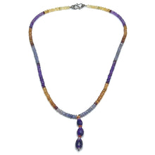 Tanzanite Natural, Amethyst, Citrine, and Spessartite Garnet Necklace