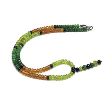 Spessartite Natural, Tsavorite, Peridot, and Black Tourmaline Necklace