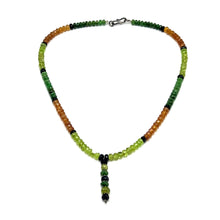 Spessartite Natural, Tsavorite, Peridot, and Black Tourmaline Necklace