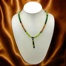 Spessartite Natural, Tsavorite, Peridot, and Black Tourmaline Necklace