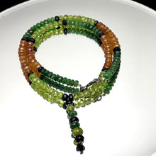 Spessartite Natural, Tsavorite, Peridot, and Black Tourmaline Necklace