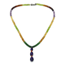 Spessartite Garnet Natural, Peridot, Tsavorite, Citrine, and Amethyst Necklace