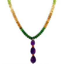 Spessartite Garnet Natural, Peridot, Tsavorite, Citrine, and Amethyst Necklace