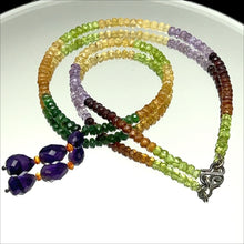 Spessartite Garnet Natural, Peridot, Tsavorite, Citrine, and Amethyst Necklace