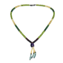 Garnet Natural, Peridot, Citrine, Blue Topaz, Tsavorite, and Amethyst Necklace