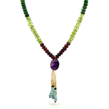 Garnet Natural, Peridot, Citrine, Blue Topaz, Tsavorite, and Amethyst Necklace