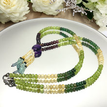 Garnet Natural, Peridot, Citrine, Blue Topaz, Tsavorite, and Amethyst Necklace