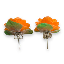 Handmade Earrings Fish Scales Orange Rose Jewelry