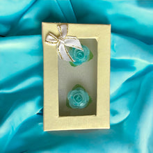 Handmade Earrings Fish Scales Baby Blue Rose Jewelry