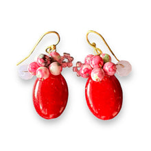 Handmade Earrings Gemstone Red Oval Beads Jewelry