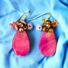 Handmade Earrings Pear Gemstone Pink Beads Jewelry