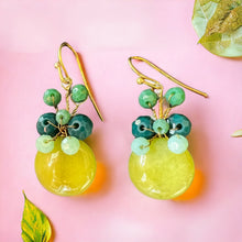 Handmade Earrings Lime Green Gemstone Beads Jewelry