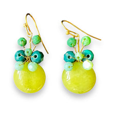 Handmade Earrings Lime Green Gemstone Beads Jewelry