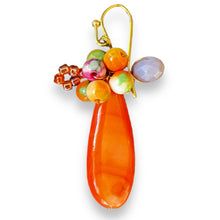 Handmade Earrings Orange Droplets Beaded Jewelry