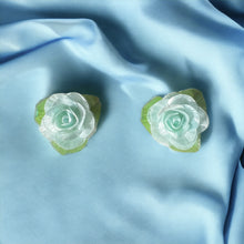 Baby Blue Floral Stud Earrings Crafted from Natural Fish Scales – Delicate Bohemian Statement Jewelry