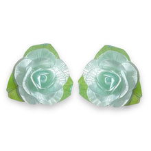 Baby Blue Floral Stud Earrings Crafted from Natural Fish Scales – Delicate Bohemian Statement Jewelry