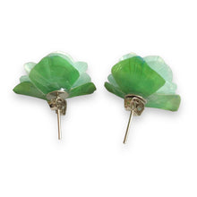 Baby Blue Floral Stud Earrings Crafted from Natural Fish Scales – Delicate Bohemian Statement Jewelry