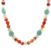 Natural Agate with Green Jade Rondelle Facet Beads Gemstone Necklace