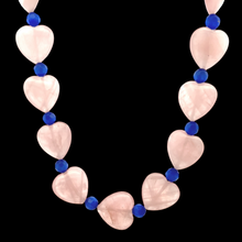 Natural Rose Quartz 16mm Heart & Glass Facet Ball Necklace