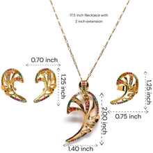 Contemporary Pendant Chain Earring with Ring Aurora Abstract Leaf Design with Swarovski Jewellery Set