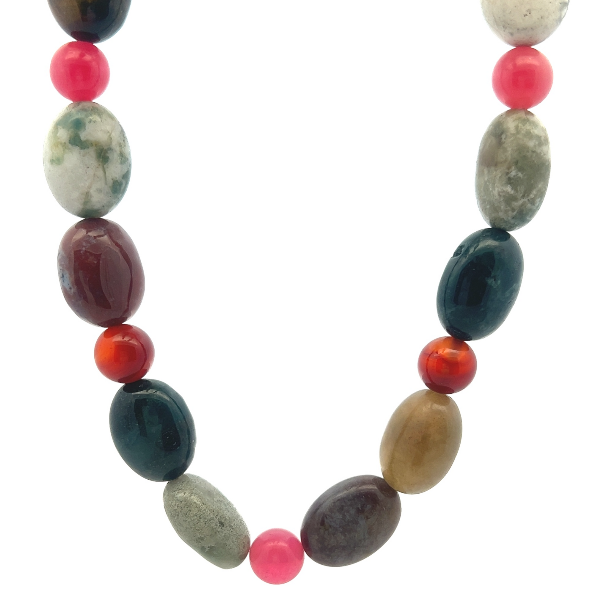 Natural Jasper Nugget & Carnelian Jade Gemstone Necklace