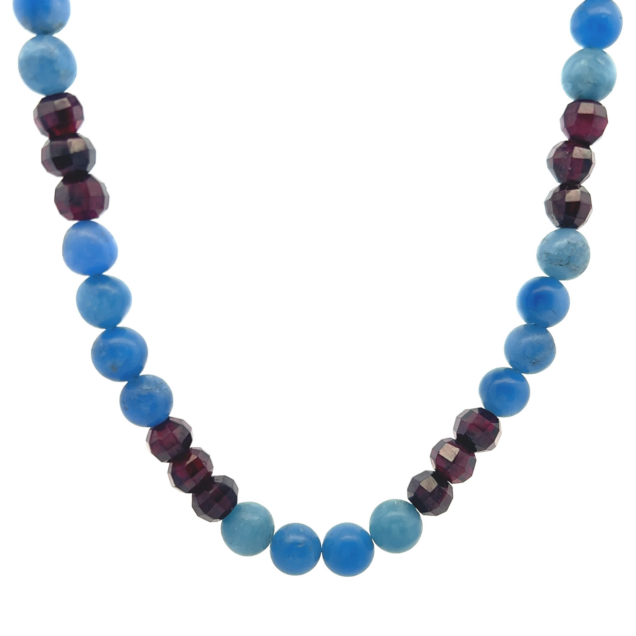 Natural Sodalite & Garnet Rondelle Facet Beads Gemstone Necklace