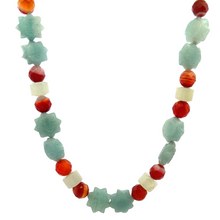 Natural Jade Rondelle Facet Bead & Agate Gemstone Necklace