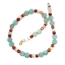 Natural Jade Rondelle Facet Bead & Agate Gemstone Necklace