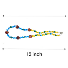 Natural Carnelian Agate Gemstone Beaded Necklace | 10mm Round, 6mm Multicolor Glass Beads 16.5