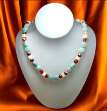 Natural Jade Rondelle Facet Bead & Agate Gemstone Necklace