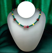 Natural Carnelian Jade Gemstone & Glass Facet Ball Handmade Necklace