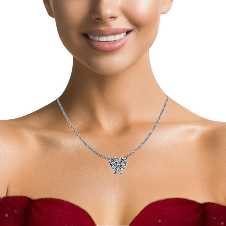 Chic Butterfly Pendant with White Rhinestones – Delicate Sparkle Jewelry for All Ages
