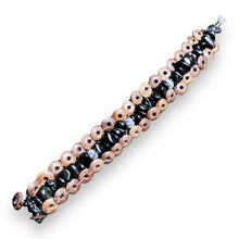 Handmade Brown Coconut Shell Beads Black Onyx Bracelet 7 Inch Artisan Design Wristband