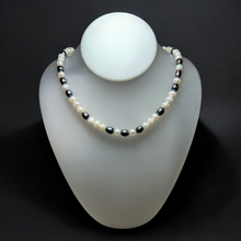 Elegant Two-Tone White and Grey Plain Pearl Necklace