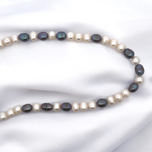 Elegant Two-Tone White and Grey Plain Pearl Necklace