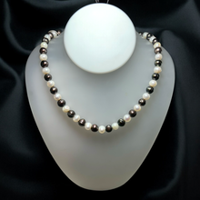 Classic Two-Tone Smooth Ringed Pearl Necklace