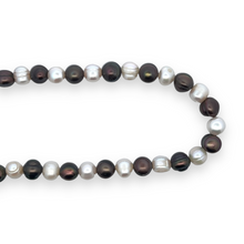 Classic Two-Tone Smooth Ringed Pearl Necklace