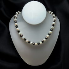 Classic Two-Tone Plain Ringed Birthstone Pearl Necklace