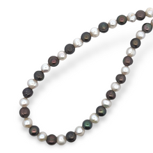 Classic Two-Tone Smooth Ringed Birthstone Pearl Necklace